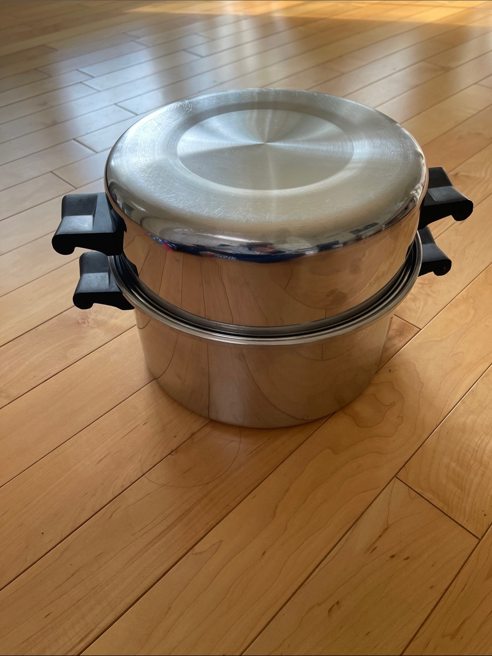 Stackable Stainless Steel Cookware Set with Black Handles - Silver